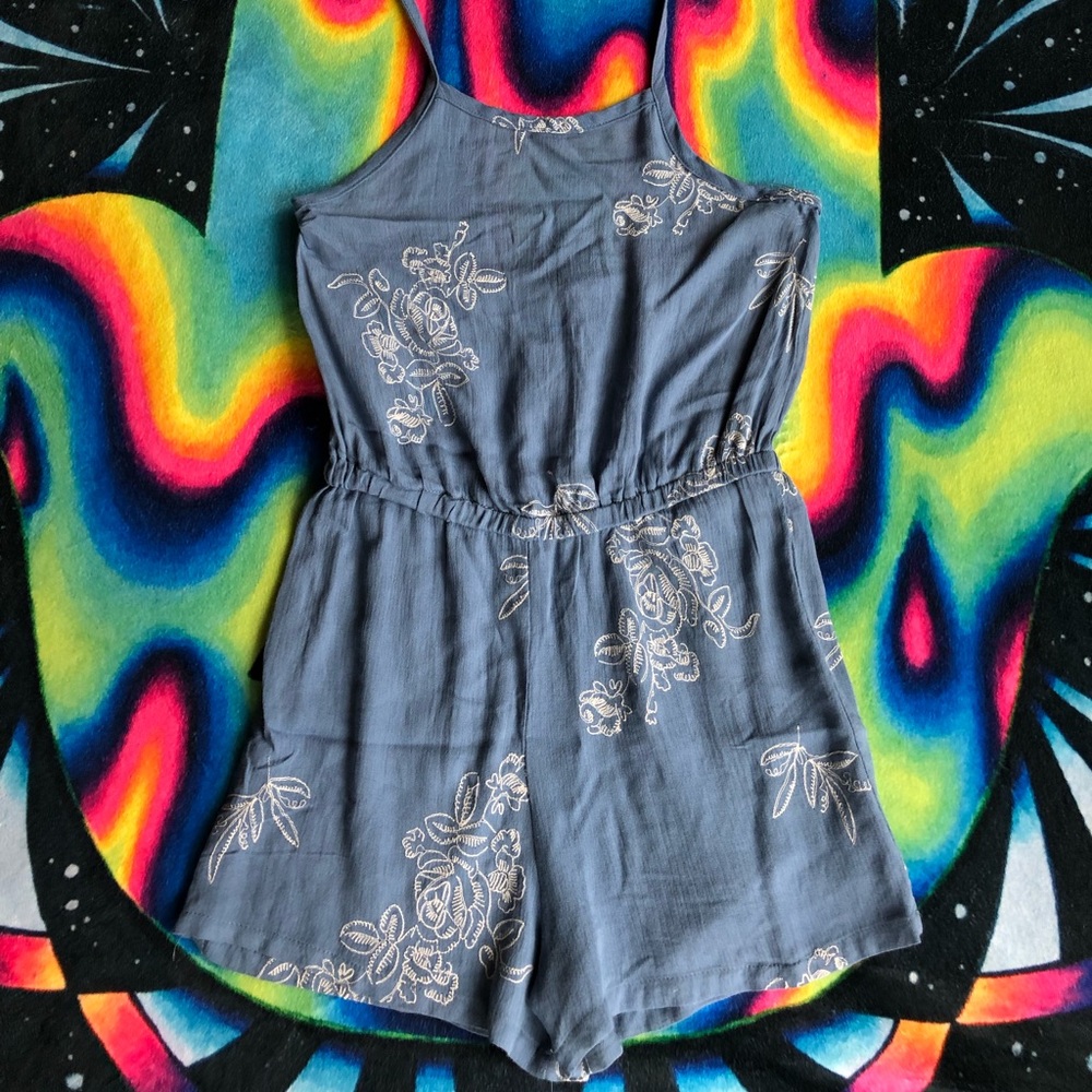 Blue floral pattern romper